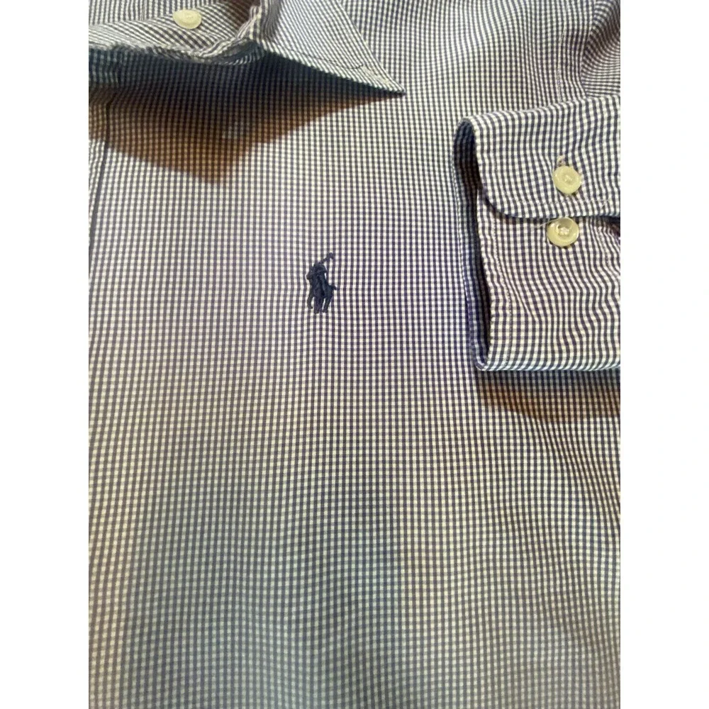 Polo Ralph Lauren Shirt Mens 16.5 Long Sleeve Button Down Blue Plaid Lightweight